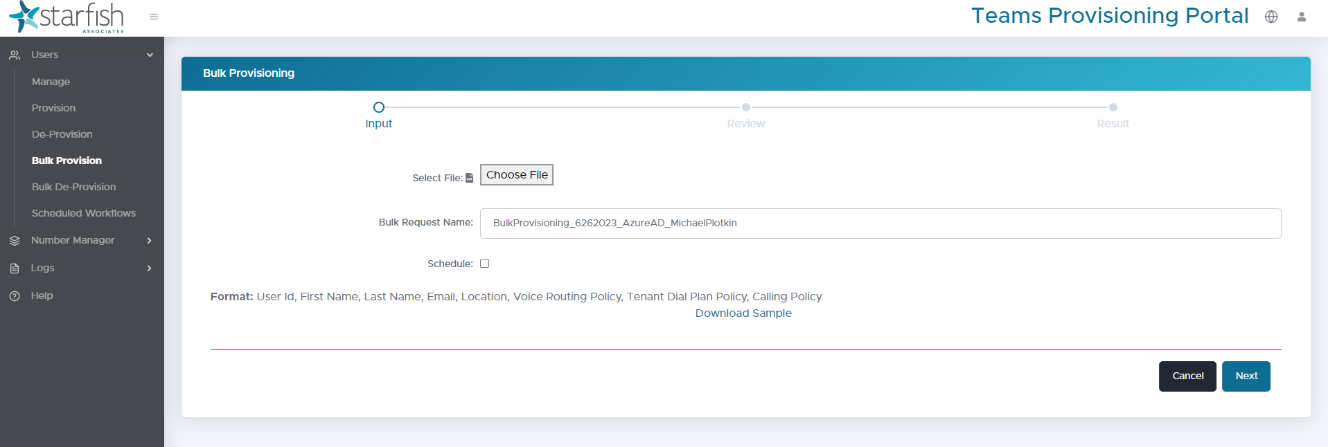 Provisioning Manager for Teams Bulk Provisioning